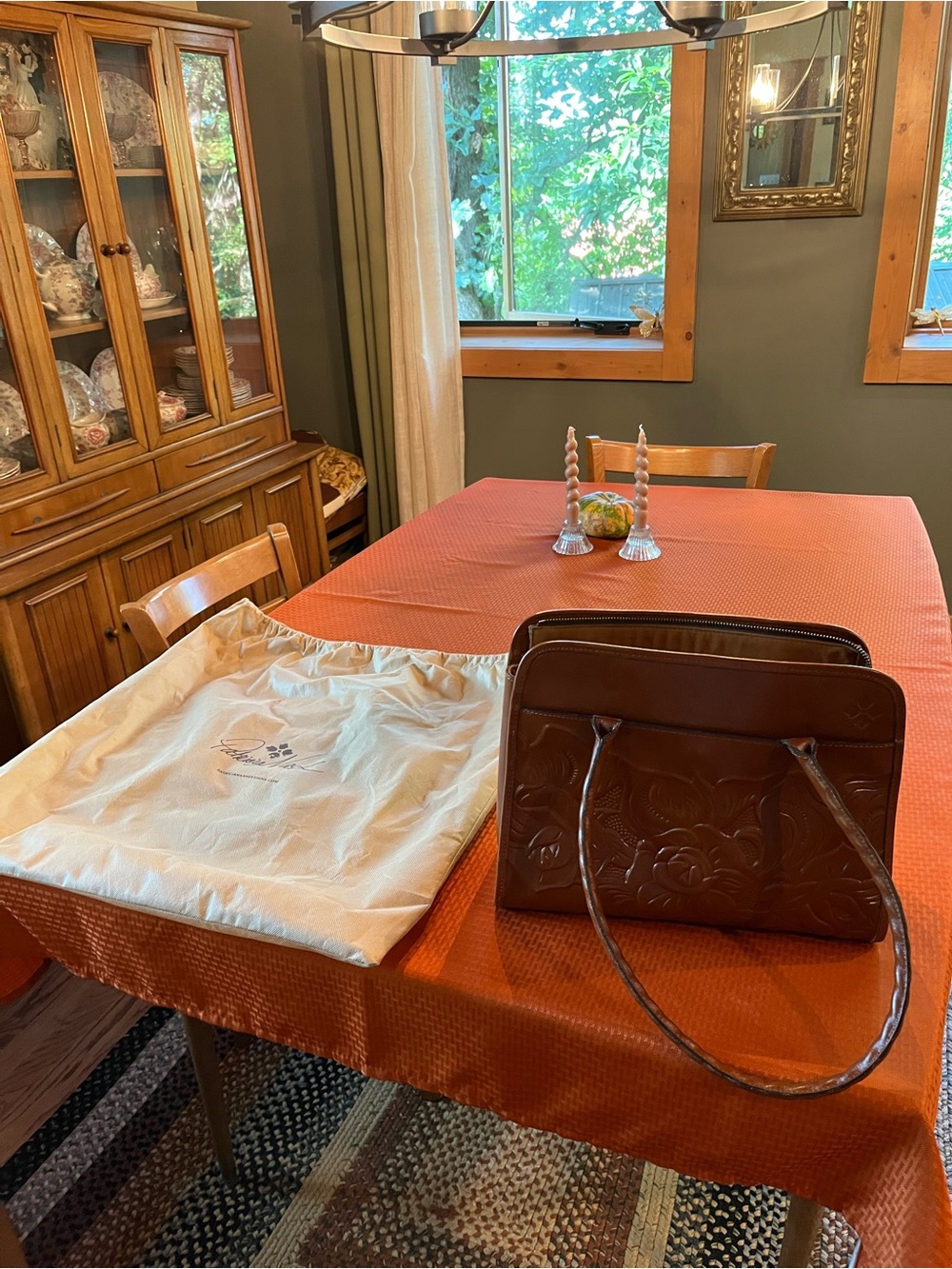 Patricia Nash Embossed Brown Leather Shoulder Bag